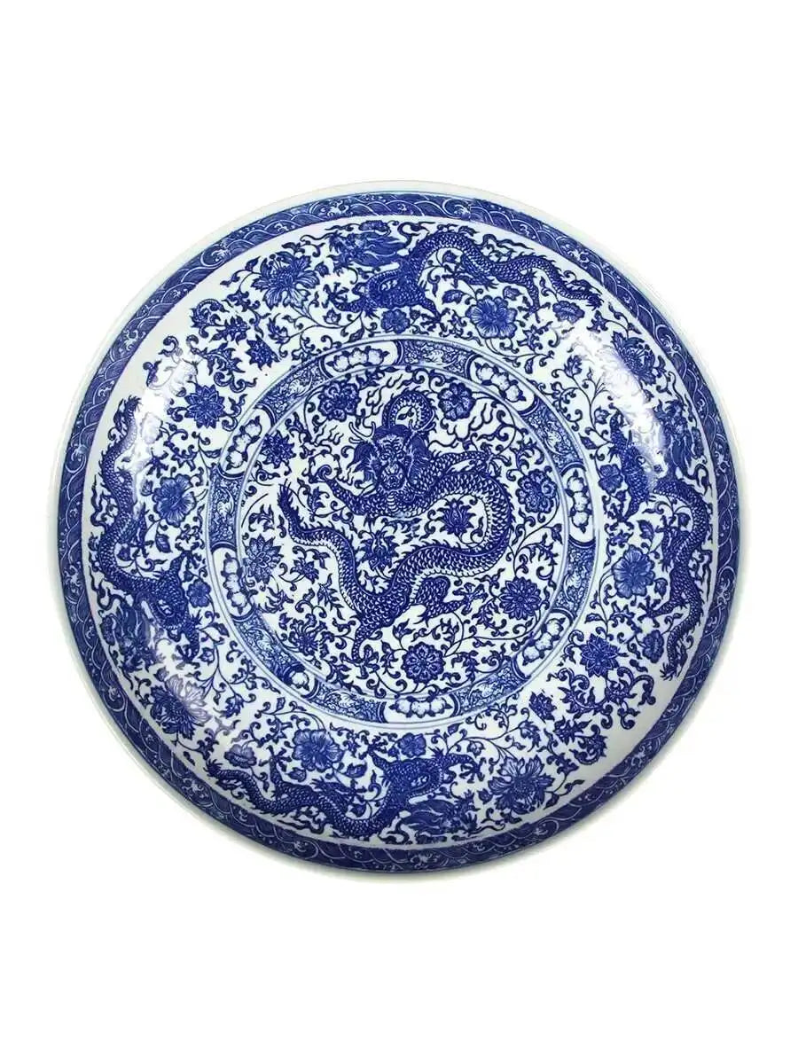 Ceramic Dragon Pattern Super Large Plate Chicken Chop Pepper Fish Head Spaghetti Roast Turkey Roast Goose Dinner Plate