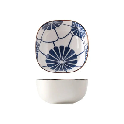 2/6Pcs Vintage Blue Dipping Bowls Ceramic Japanese Style Mini Appetizer Plates Thicken Dishwasher Safe Small Side Dishes