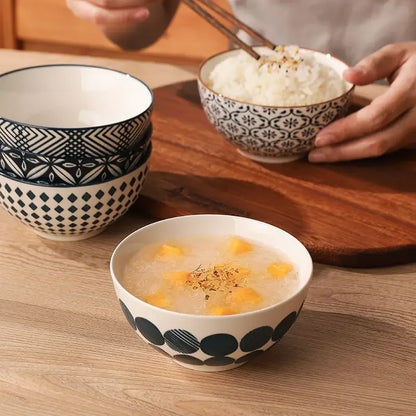 Ceramic rice bowl family dinner soup good-looking set gift box rice bowl creative retro small bowl