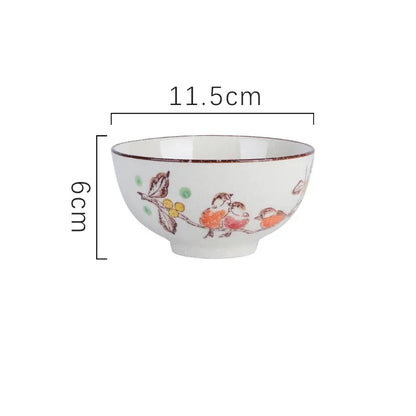4.5-inch Ceramic Household Rice Bowl Japanese Retro Restaurant Home Tableware Eating Dishes Soup Bowl