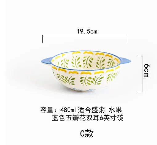 Japanese Style Ceramic Dining Set  Lemon Series Rice Bowl Soup Bowl Western Dinner Plate Home Use Daily Dining Utensils