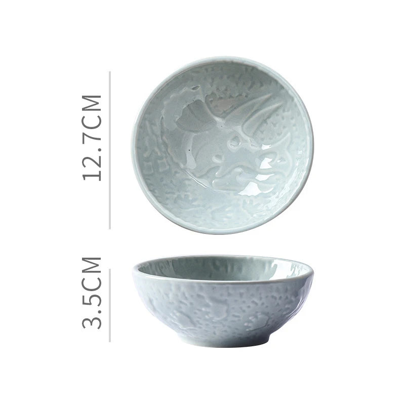Ceramic Plate Retro Kiln Glaze Dinosaur Plate Barbecue Mini Dipping Dish Sashimi Sushi Soy Sauce Dishes Home Desktop Snack Plate