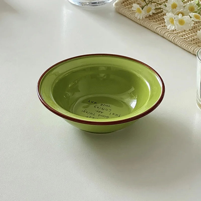 Dopamine Ceramics Yoghurt Bowl INS Creative Round Bowl Oat Breakfast Household Fruit Dessert Bowl Cat Plate Kitchen Tableware