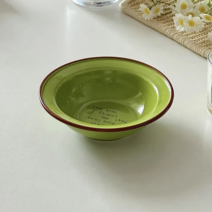 Dopamine Ceramics Yoghurt Bowl INS Creative Round Bowl Oat Breakfast Household Fruit Dessert Bowl Cat Plate Kitchen Tableware