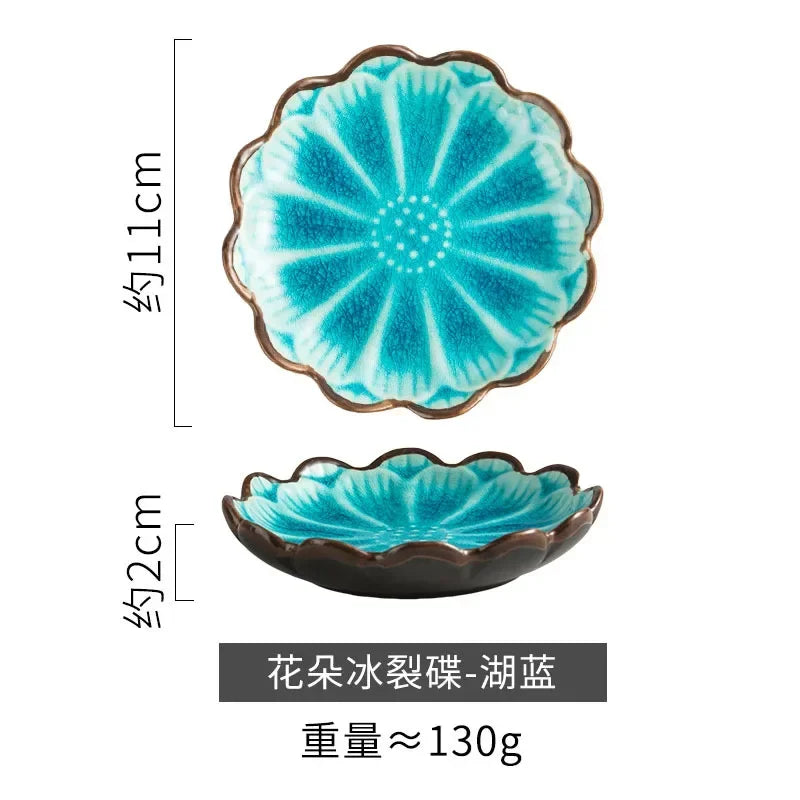 Japanese Ceramic Plate Home Desktop Snack Plates Retro Kiln Glaze Barbecue Mini Dipping Dish Sashimi Sushi Soy Sauce Dishes New