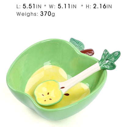 Ceramic Strawberry Bowl with Spoon Creative Fruit Shape Dessert Pudding Salad Bowl Ice Cream Cup Ceramic Spice Dishes Tableware