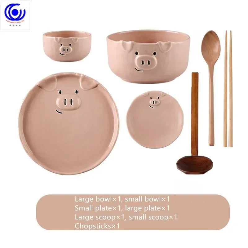 Cute dish set ceramic Japanese cartoon tableware household creative personality