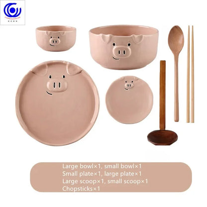 Cute dish set ceramic Japanese cartoon tableware household creative personality