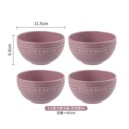 1/2/4 PCS Ceramic Rice Bowl Household Creative Dessert Pudding Baking Bowl Noodle Soup Bowl Kitchen 4.5inch Tableware