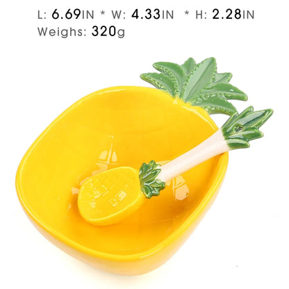 Ceramic Strawberry Bowl with Spoon Creative Fruit Shape Dessert Pudding Salad Bowl Ice Cream Cup Ceramic Spice Dishes Tableware