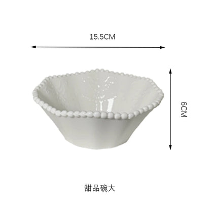 Ceramic Pearl Plates & Bowls Set - Practical Breakfast Tableware, Perfect for Modern Home Dining & Daily Use