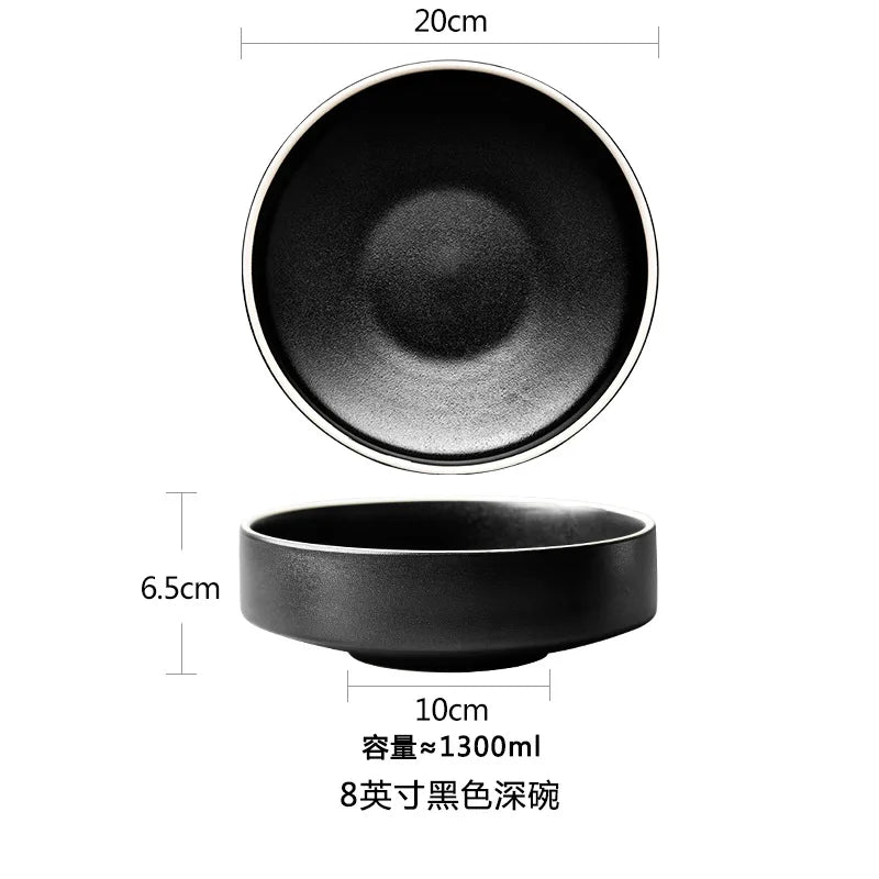 4.5/6/8 Inch Creative Ceramic Threaded Round Bowl Household Japanese Soup Bowls Nordic Handpainted Salad Plate Kitchen Tableware