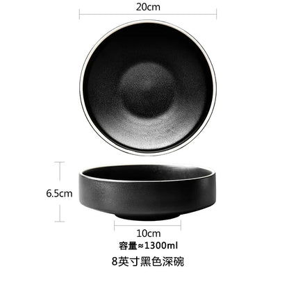 4.5/6/8 Inch Creative Ceramic Threaded Round Bowl Household Japanese Soup Bowls Nordic Handpainted Salad Plate Kitchen Tableware