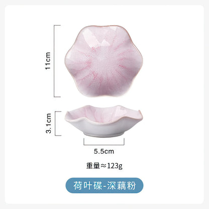 Ceramic Taste Dish Flower Shape Porcelain Nut Saucer Small Plate Mini Soy Sauce Seasoning Tableware Household Kitchen Supplies