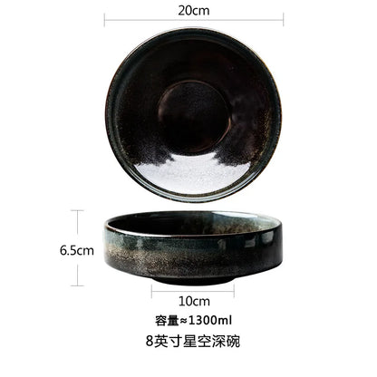 4.5/6/8 Inch Creative Ceramic Threaded Round Bowl Household Japanese Soup Bowls Nordic Handpainted Salad Plate Kitchen Tableware