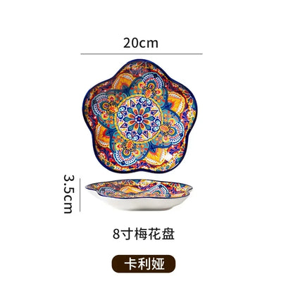 Ceramic Plates Vegetable Fruit Salad Good-looking Plate Breakfast Plates Exquisite Plum blossom Dinner Plate Western Pasta Plate