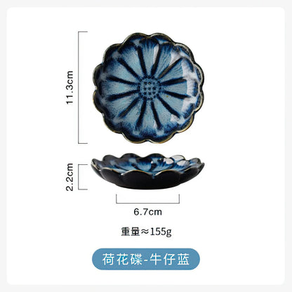 Ceramic Taste Dish Flower Shape Porcelain Nut Saucer Small Plate Mini Soy Sauce Seasoning Tableware Household Kitchen Supplies