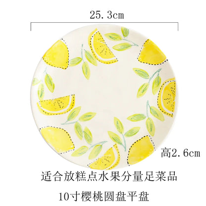 Japanese Style Ceramic Dining Set  Lemon Series Rice Bowl Soup Bowl Western Dinner Plate Home Use Daily Dining Utensils