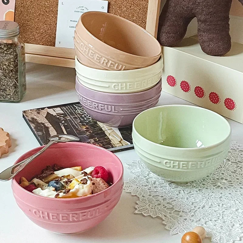 1/2/4 PCS Ceramic Rice Bowl Household Creative Dessert Pudding Baking Bowl Noodle Soup Bowl Kitchen 4.5inch Tableware