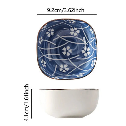 2/6Pcs Vintage Blue Dipping Bowls Ceramic Japanese Style Mini Appetizer Plates Thicken Dishwasher Safe Small Side Dishes