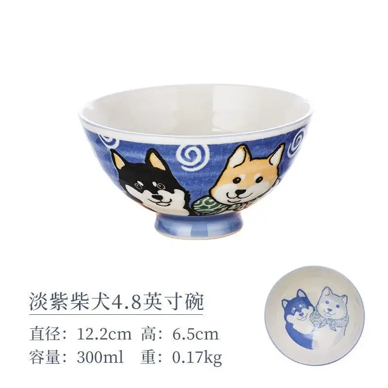 Cartoon Ceramic Japanese Bowl, Cute Seasoning Kitchen Tableware,Soup Rice Bowls, Instant Noodle Bowls, Underglaze Colored Plates