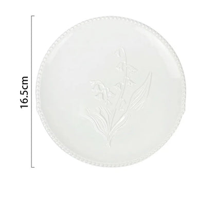 European Ceramic Plate Manual Floral Relief Decorative Breakfast Bread Plates Afternoon Tea Dessert Organizer Kitchen Tableware