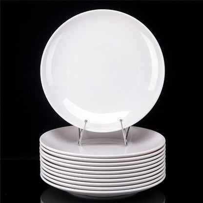 Hotel Round Melamine Plates 8-14 inch Dinner Sets Imitation Porcelain White Dishes Serving Tray Beautiful Tableware Western Food