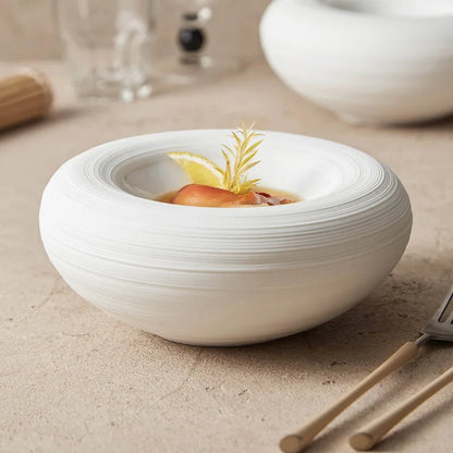Ceramic Lined Plates for Home Use, Creative Double-layer Insulated Plates, White Thick Soup Plates, Commercial Circular Plates