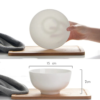 6 inch, plain white bone china bowl, chinese ceramic soup fruit bowl, for dinner and party serving, thermos food container