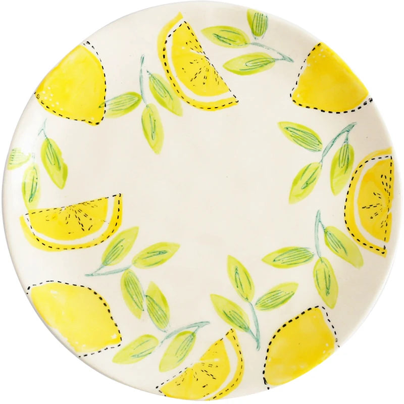 Japanese Style Ceramic Dining Set  Lemon Series Rice Bowl Soup Bowl Western Dinner Plate Home Use Daily Dining Utensils