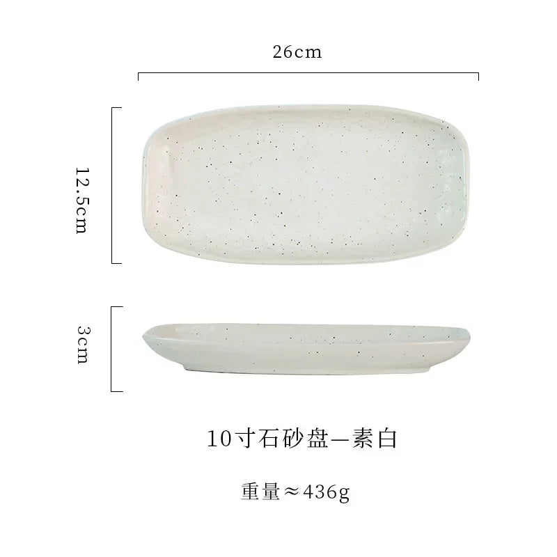 Ceramic sushi plate, barbecue  fish plate, Japanese-style rectangular large flat , commercial hotel tableware