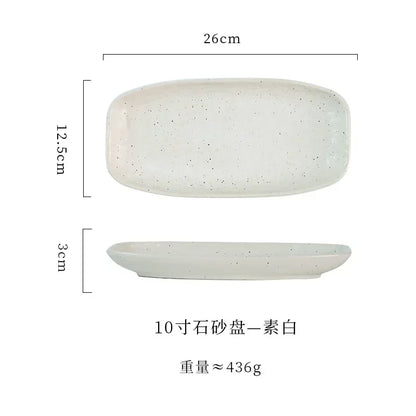 Ceramic sushi plate, barbecue  fish plate, Japanese-style rectangular large flat , commercial hotel tableware