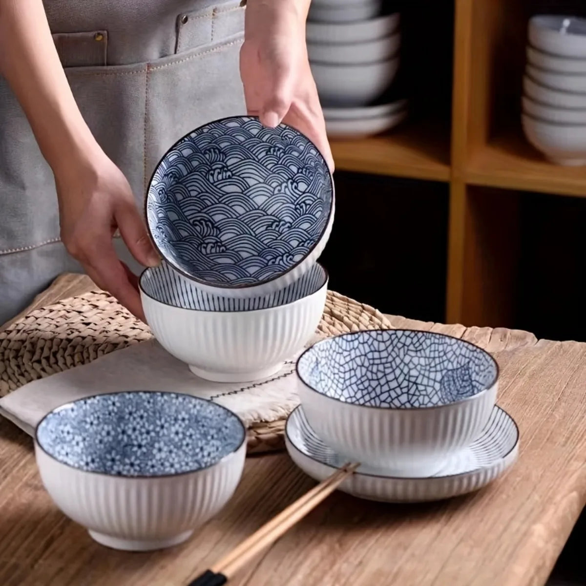 Multi-Functional Cereal Bowl Set - 4pcs 11.43cm Japanese Ceramic Bowls, Perfect for Various Foods
