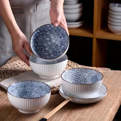 Multi-Functional Cereal Bowl Set - 4pcs 11.43cm Japanese Ceramic Bowls, Perfect for Various Foods