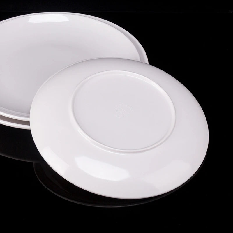 Hotel Round Melamine Plates 8-14 inch Dinner Sets Imitation Porcelain White Dishes Serving Tray Beautiful Tableware Western Food