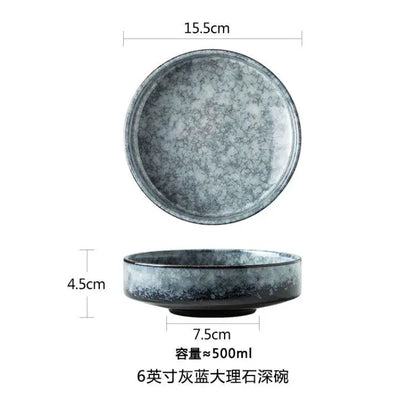 4.5/6/8 Inch Creative Ceramic Threaded Round Bowl Household Japanese Soup Bowls Nordic Handpainted Salad Plate Kitchen Tableware