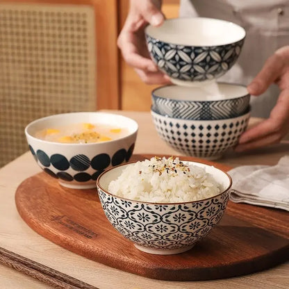 Ceramic rice bowl family dinner soup good-looking set gift box rice bowl creative retro small bowl