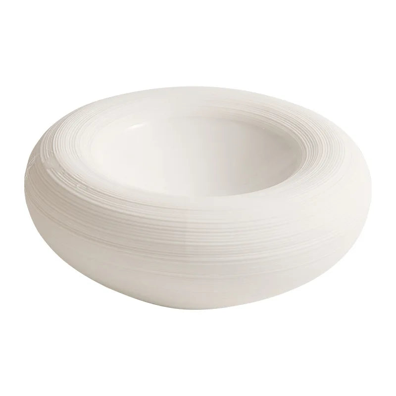 Ceramic Lined Plates for Home Use, Creative Double-layer Insulated Plates, White Thick Soup Plates, Commercial Circular Plates