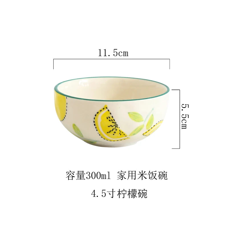 Japanese Style Ceramic Dining Set  Lemon Series Rice Bowl Soup Bowl Western Dinner Plate Home Use Daily Dining Utensils
