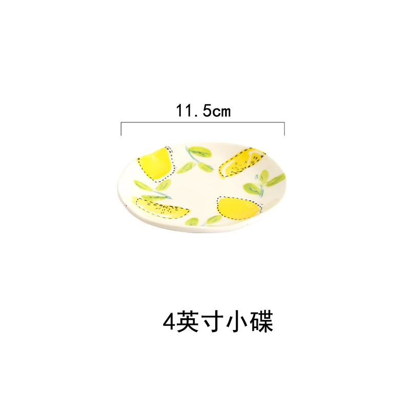 Japanese Style Ceramic Dining Set  Lemon Series Rice Bowl Soup Bowl Western Dinner Plate Home Use Daily Dining Utensils