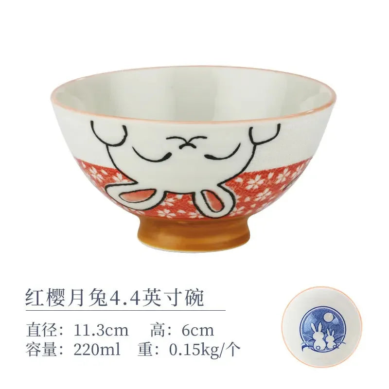 Cartoon Ceramic Japanese Bowl, Cute Seasoning Kitchen Tableware,Soup Rice Bowls, Instant Noodle Bowls, Underglaze Colored Plates