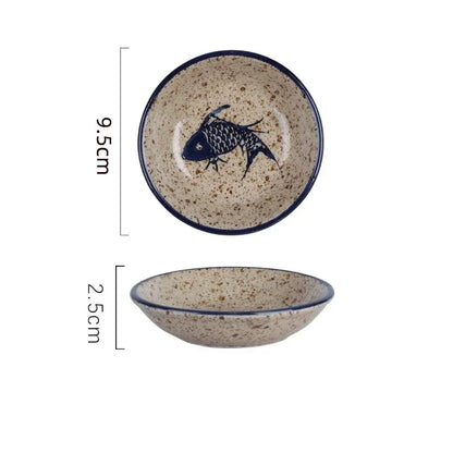 Ceramic Season Dish Japanese Flower Bird Pattern Porcelain Taste Plate Round Small Plate Dipping Saucer Dish Kitchen Tableware