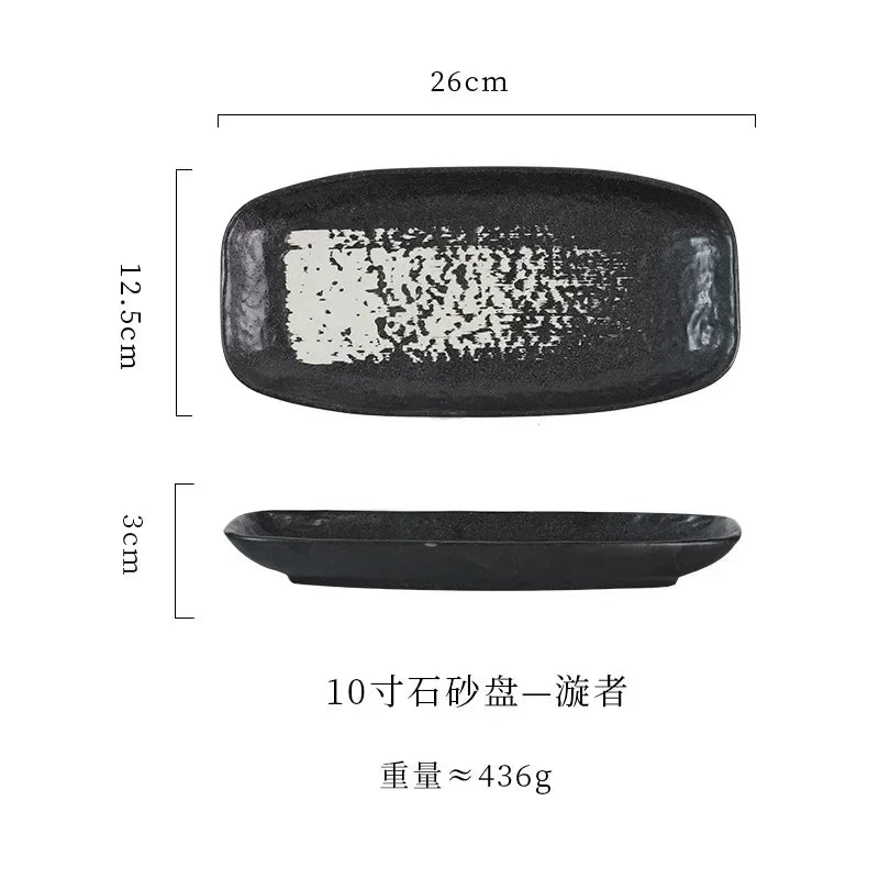 Ceramic sushi plate, barbecue  fish plate, Japanese-style rectangular large flat , commercial hotel tableware