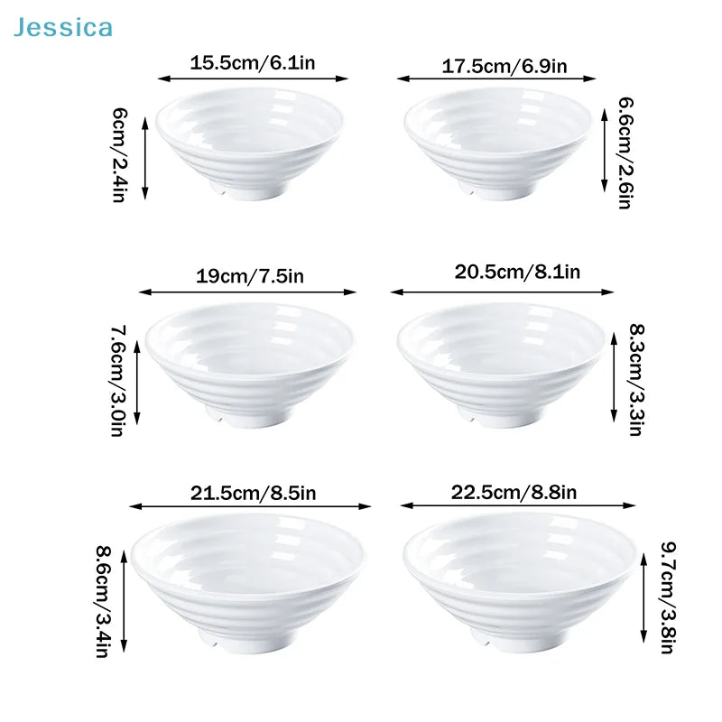 ♥Large Ribbed White Noodle Bowl - Durable Porcelain Bowl for Soup, Ramen & Hot Meals (Home & Restaurant Use)