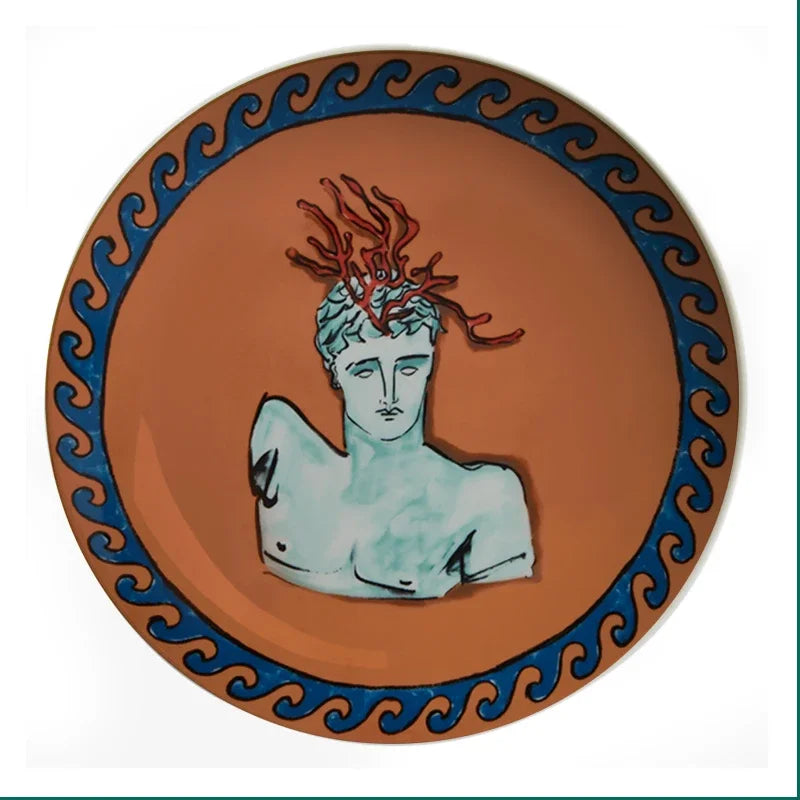 Ceramic Decor Plate Italian Poseidon Journey Plate Home Living Room Bedroom Background Wall Hanging Ornaments