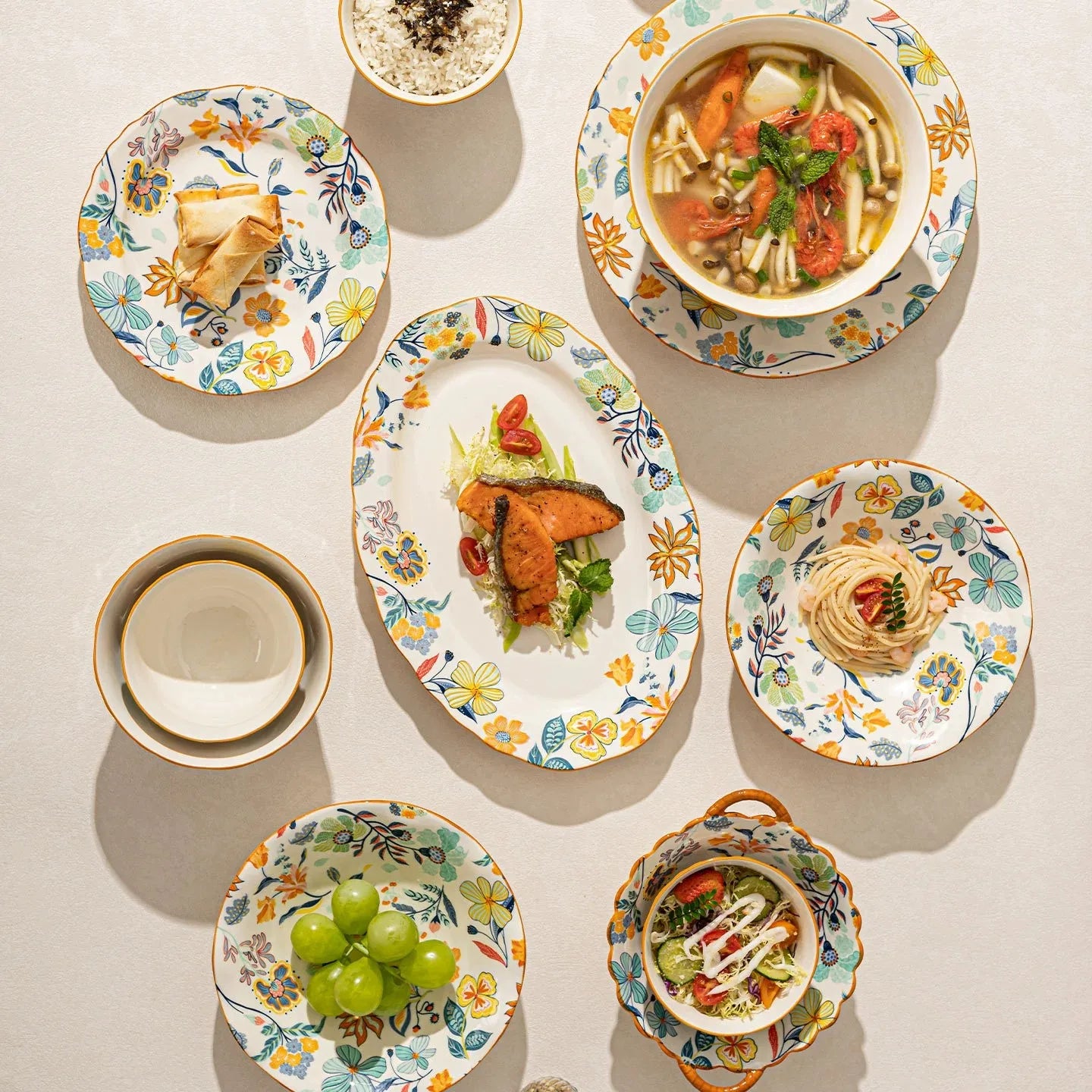 Dishes set modern dinner dish set ceramic luxury serving table set chinese travel kit noble modern classic bowl set