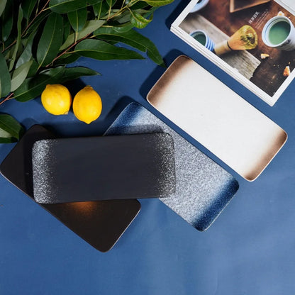 Kitchen Accessories Ceramic Japanese Style Sushi Plate Exquisite Fashionable Dinner Plates Elegant Rectangle Flat Plates Home