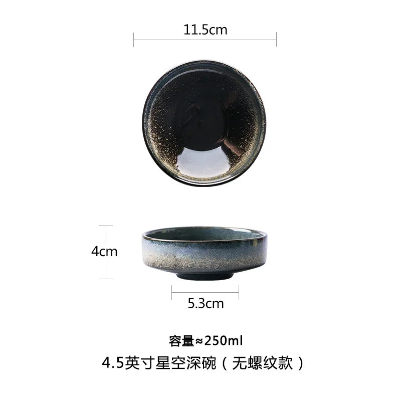 4.5/6/8 Inch Creative Ceramic Threaded Round Bowl Household Japanese Soup Bowls Nordic Handpainted Salad Plate Kitchen Tableware