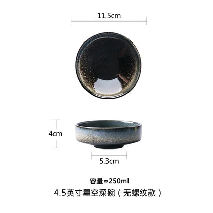4.5/6/8 Inch Creative Ceramic Threaded Round Bowl Household Japanese Soup Bowls Nordic Handpainted Salad Plate Kitchen Tableware