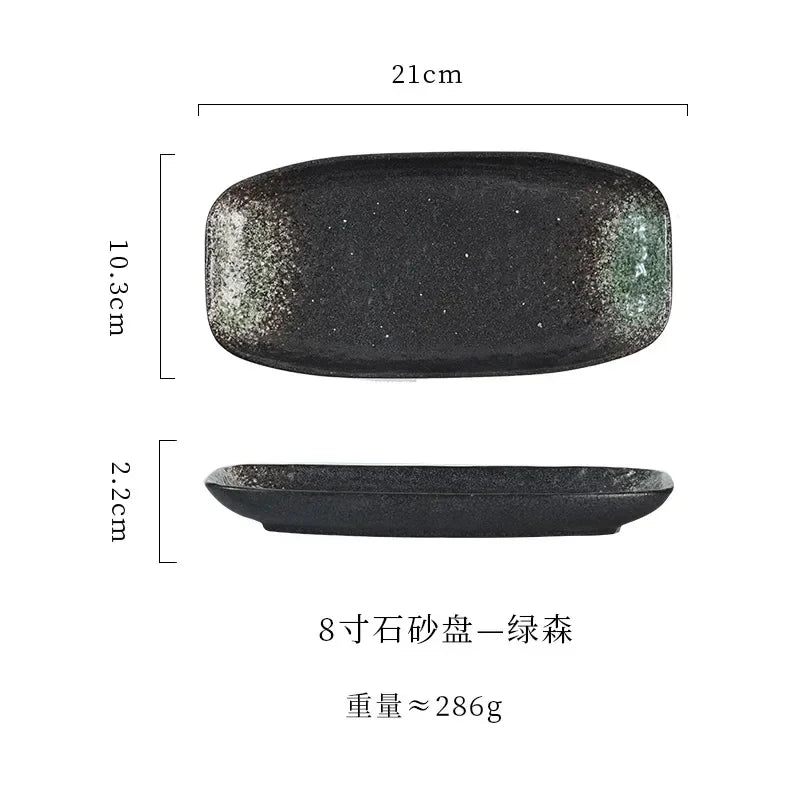 Ceramic sushi plate, barbecue  fish plate, Japanese-style rectangular large flat , commercial hotel tableware